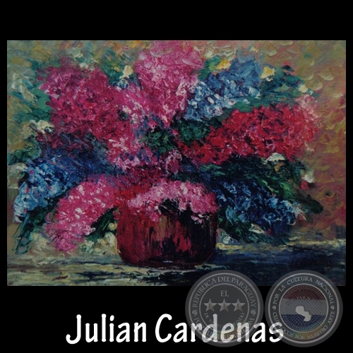 FLORES, 1985 - Óleo espatulado de JULIÁN CÁRDENAS